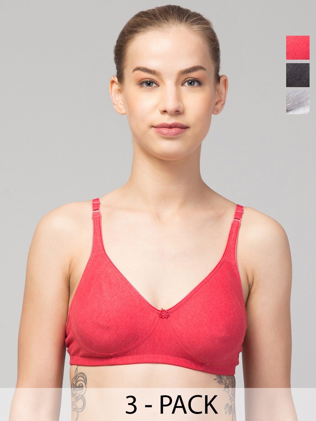 

Apraa & Parma Pack Of 3 Full Coverage Bra, Red