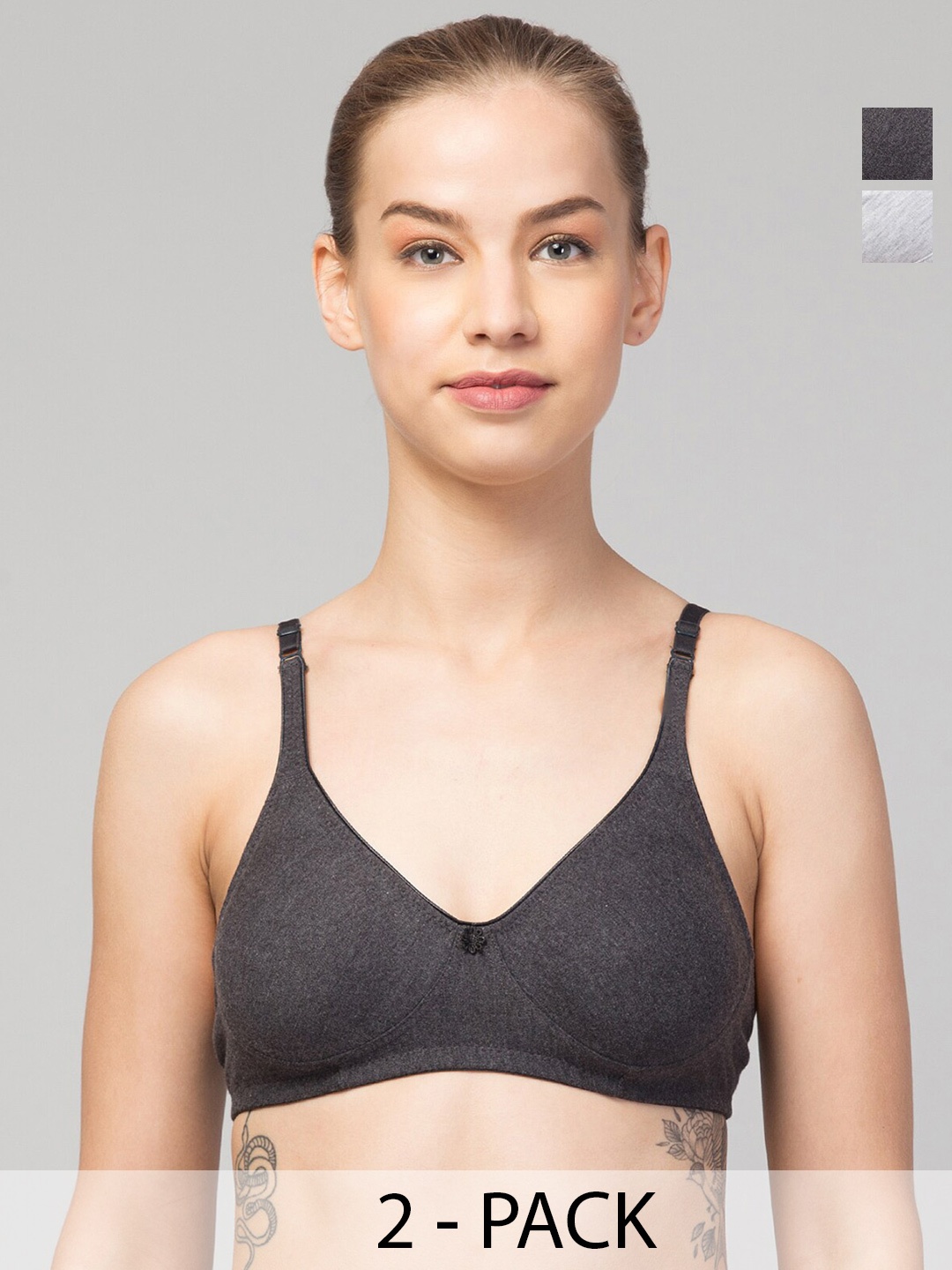 

Apraa & Parma Pack Of 2 Full Coverage Bra, Black