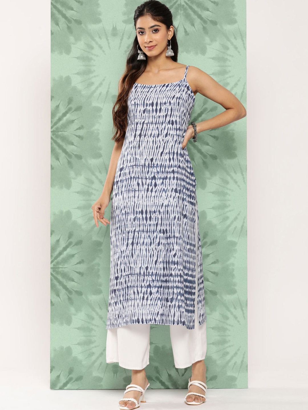 KALINI Abstract Printed Kurta, Blue