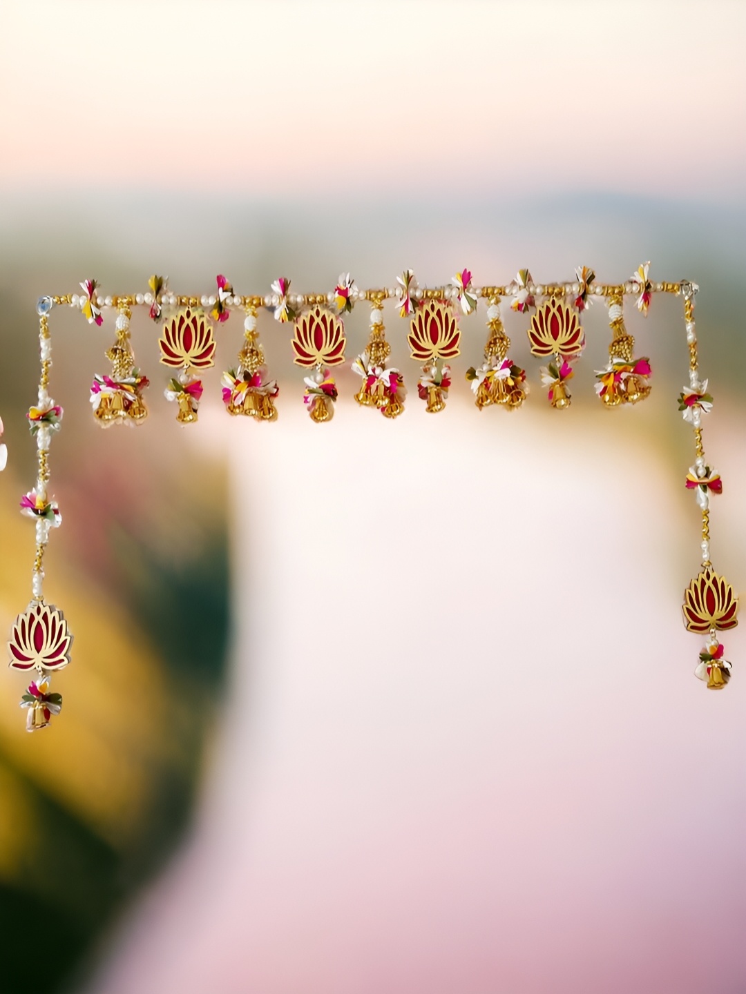 

NARYA TRADITIONAL Red & Gold Toned Artificial Flower Wall Decor Toran