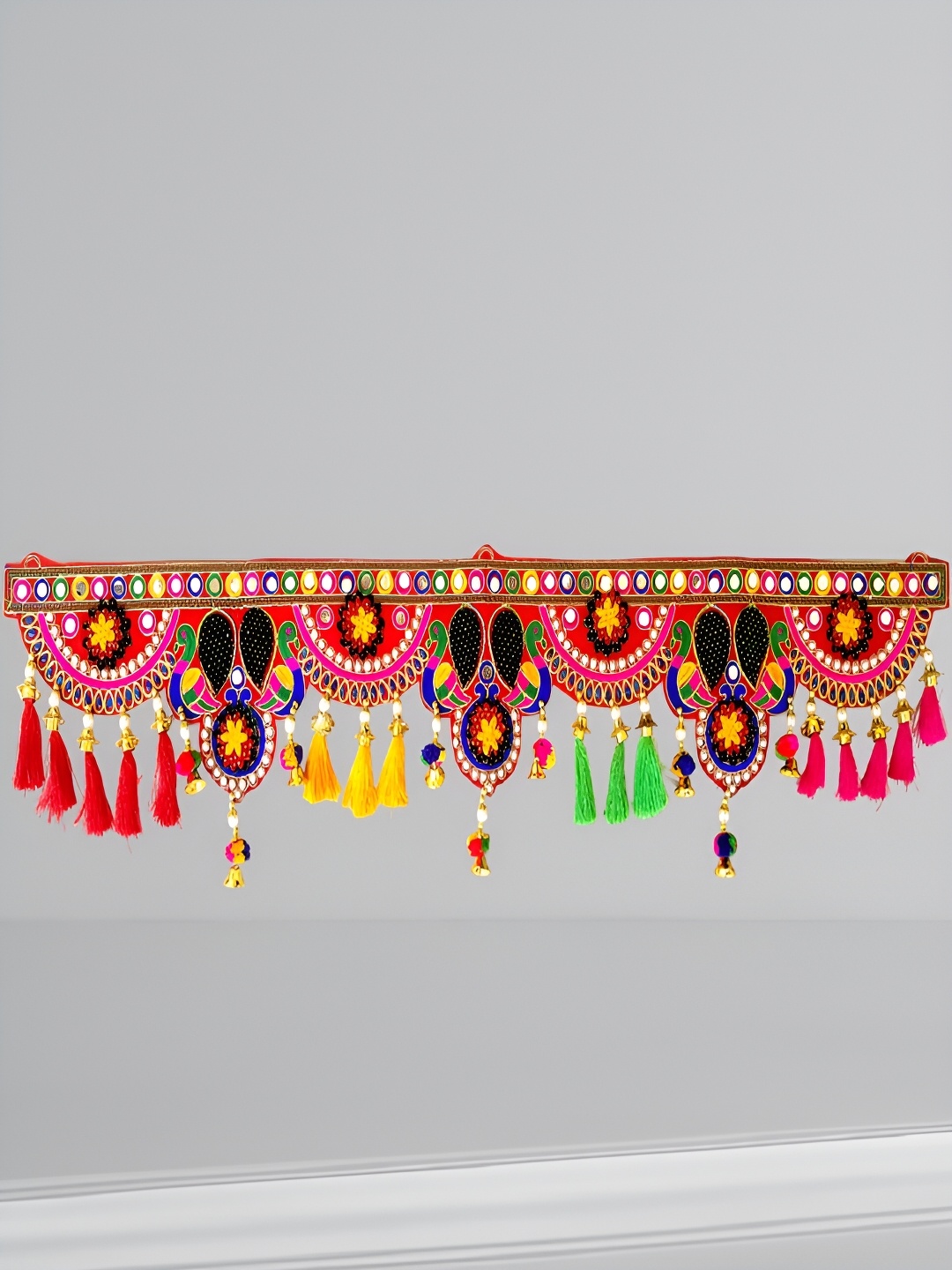

NARYA TRADITIONAL Pink & Blue Textured Wall Decor Toran