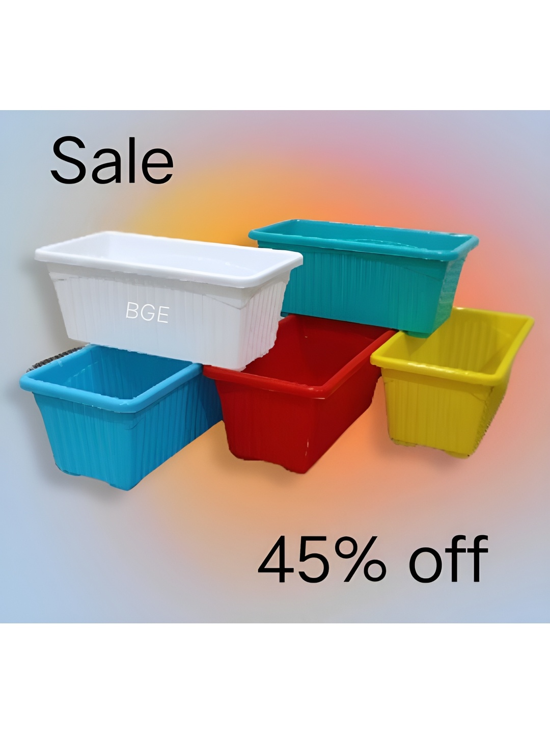 

AGAMI BGE White & Blue 5 Pieces Textured Planters