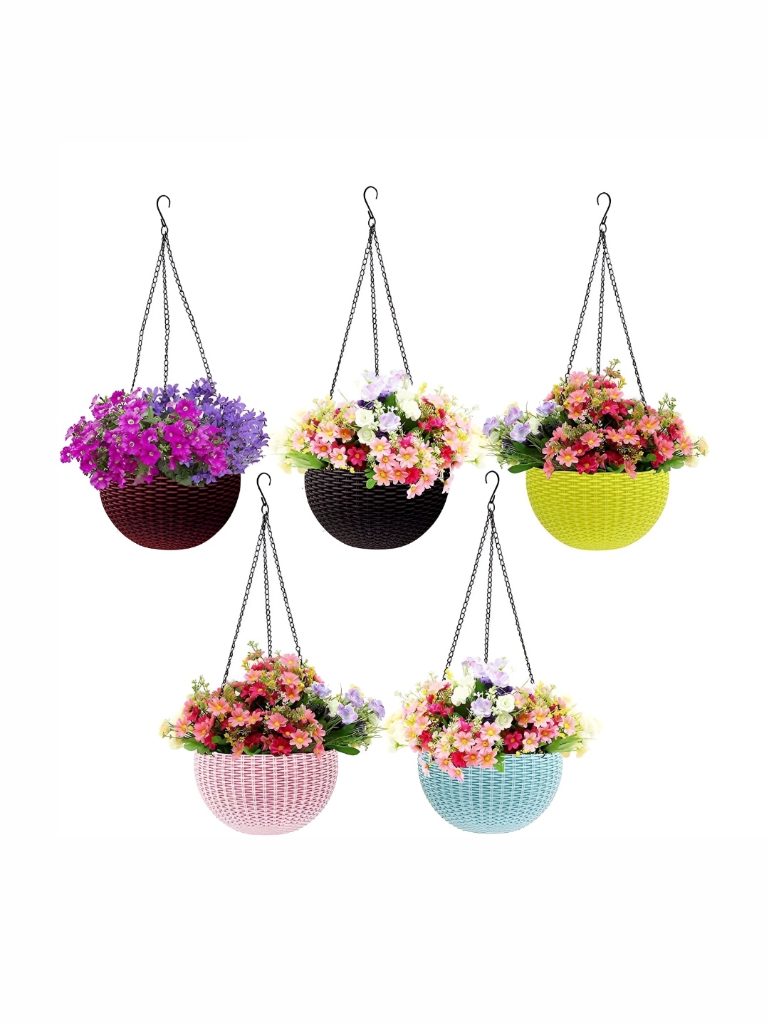 

AGAMI Pink & Blue 5 Pieces Textured Planters With Hanger