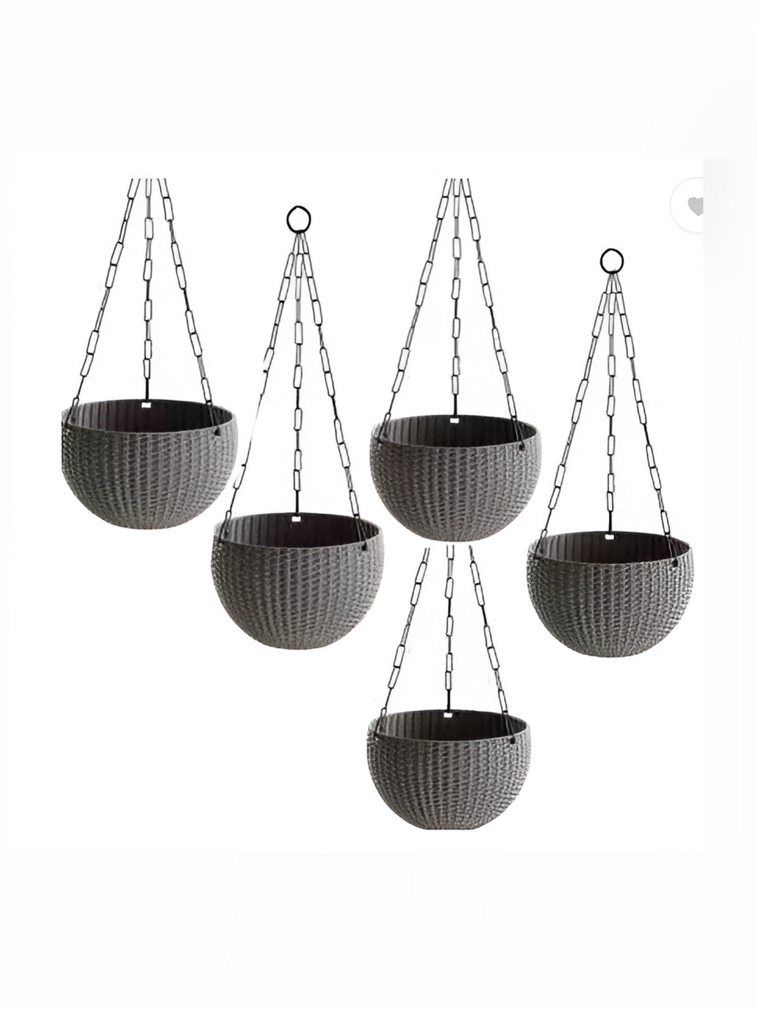 

AGAMI VirajSanchi 5 Pieces Grey Hanging Flower Planters
