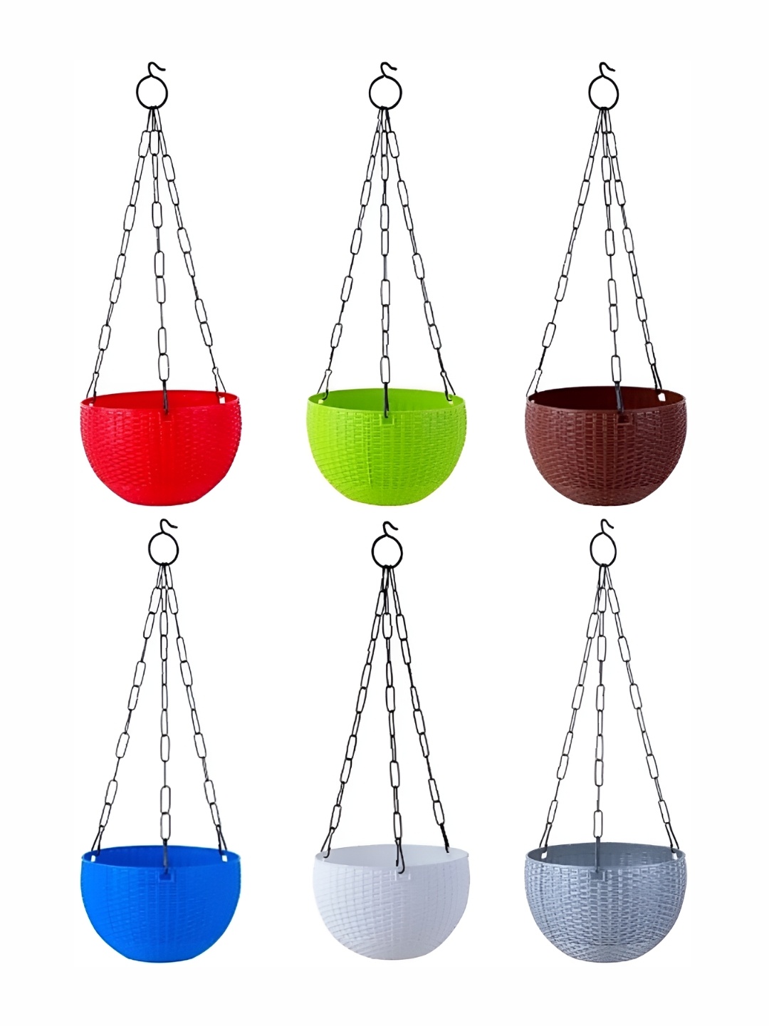 

AGAMI 6 Pieces Red & Blue Textured Hanging Planters
