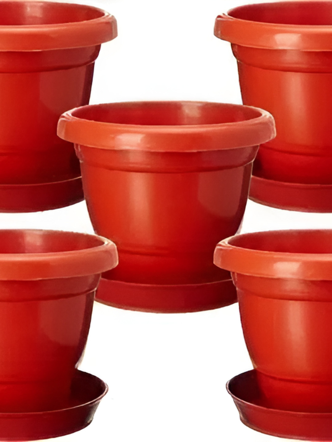 

AGAMI 5 Pieces Brown Planters With Trays