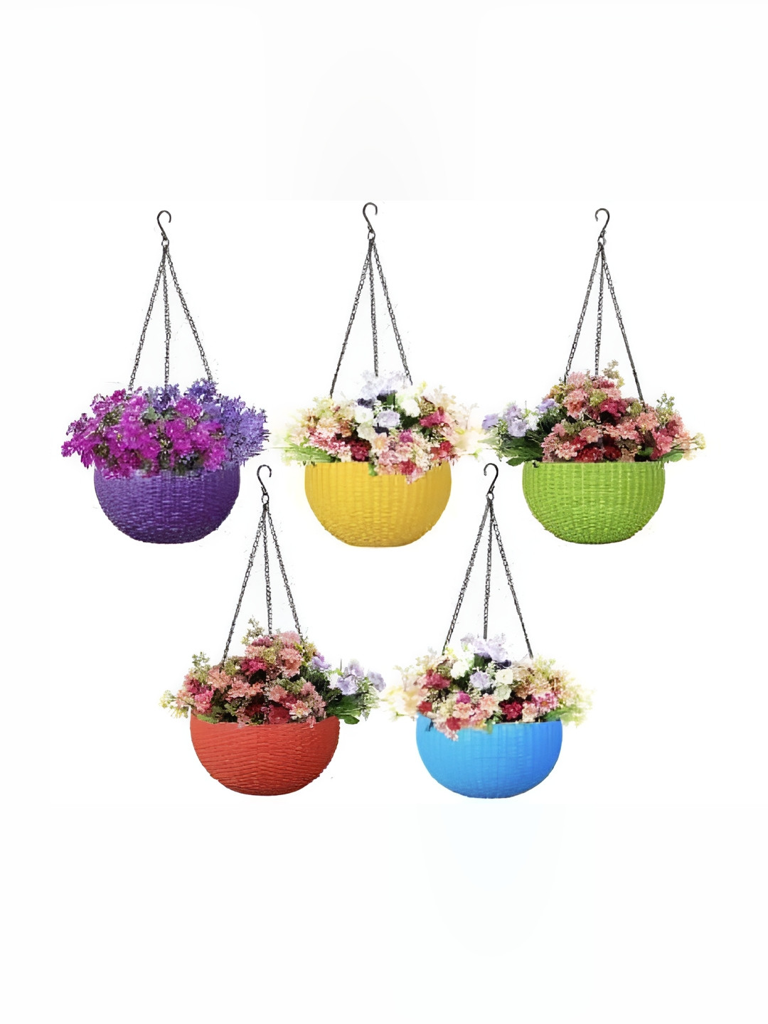 

AGAMI 6 Pieces Blue & Green Textured Planter With Hanger