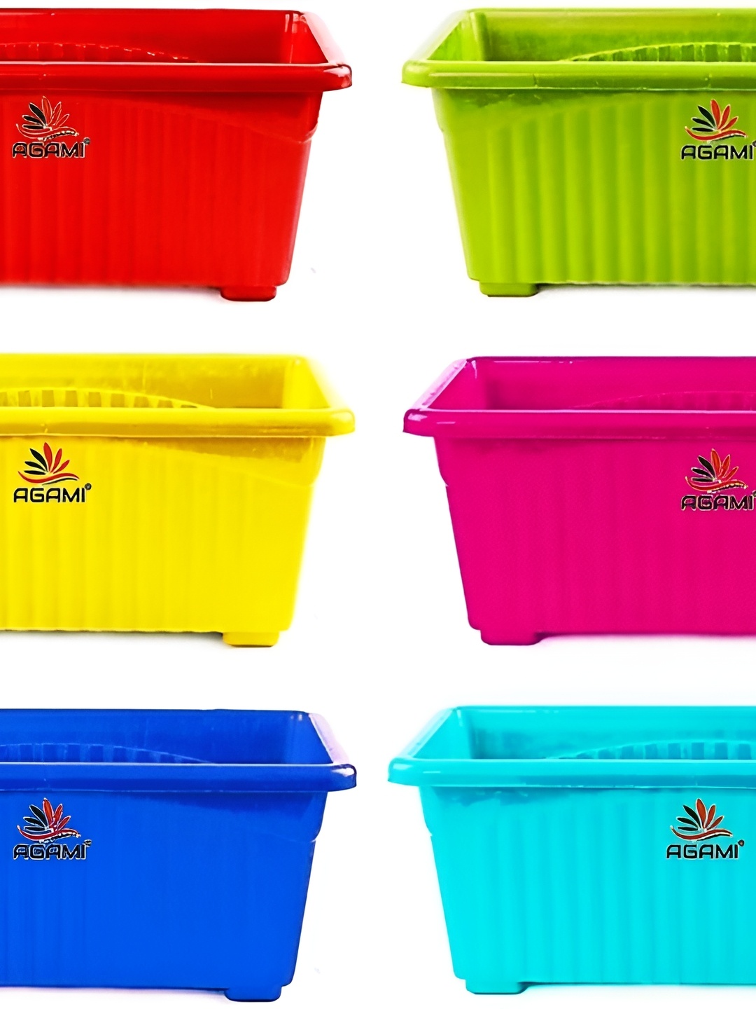 

AGAMI 6 Pieces Green & Yellow Rectangle Shaped Flower Planters
