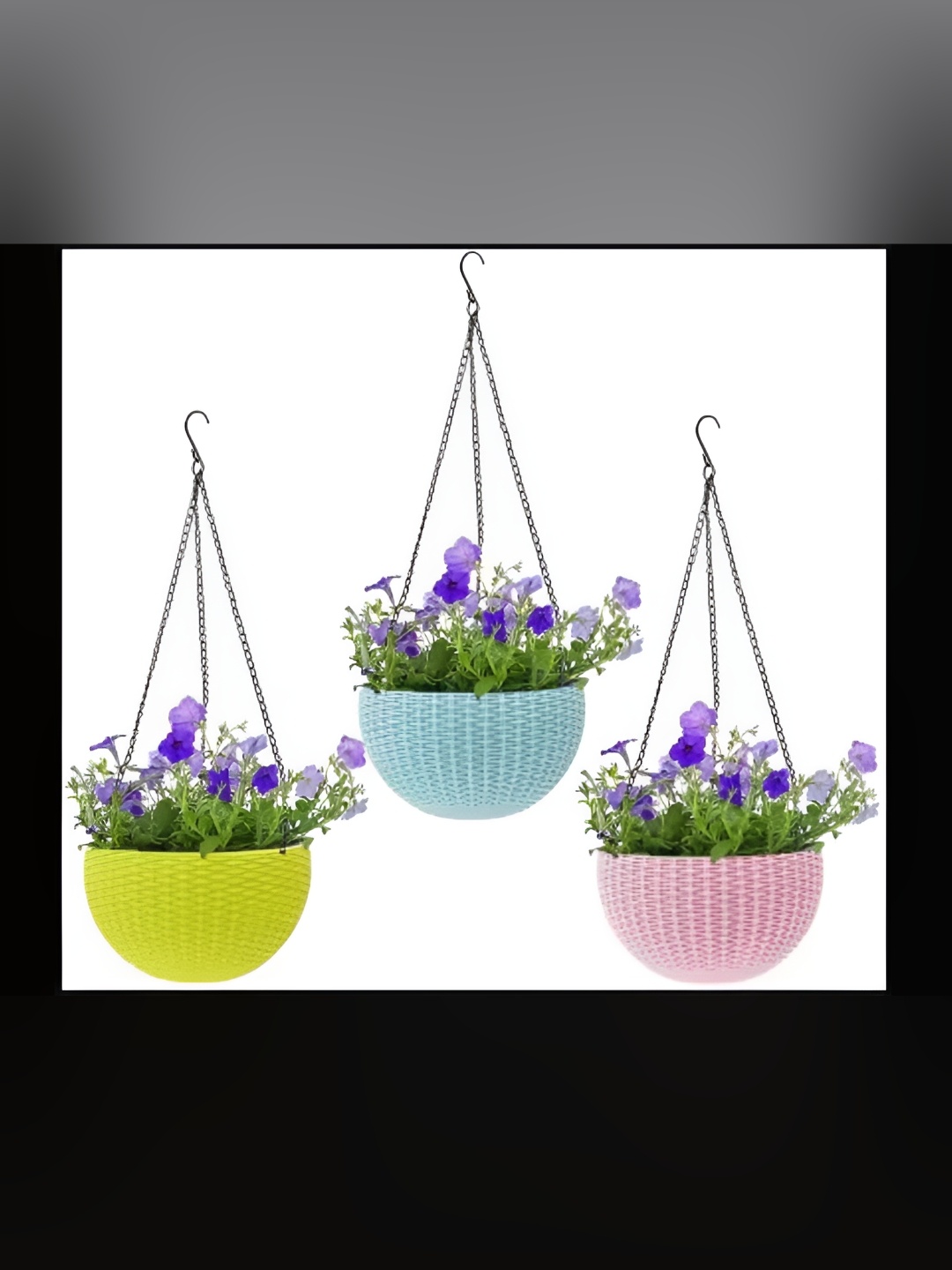

AGAMI 3 Pieces Blue & Pink Textured Basket Planters