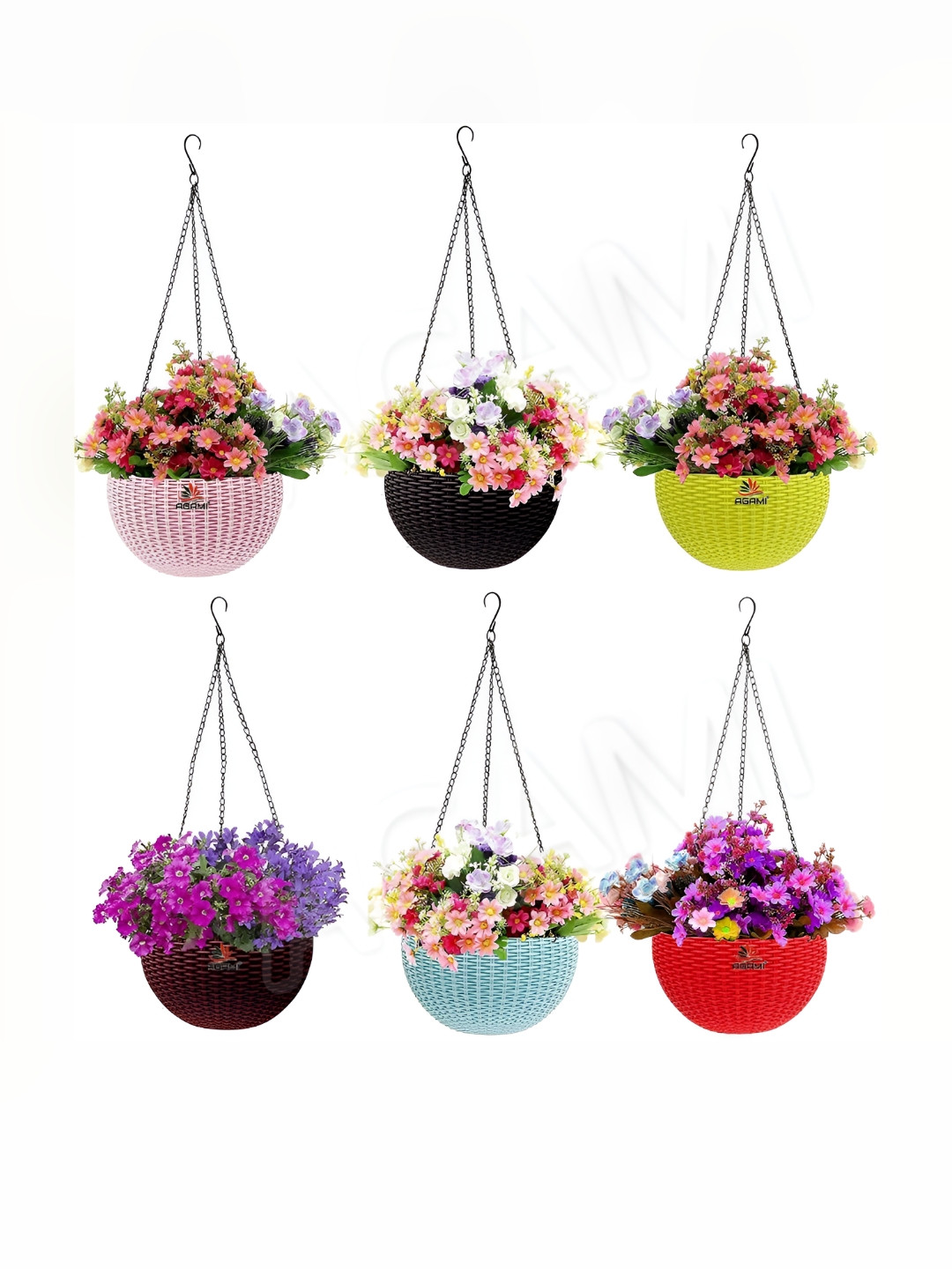 

AGAMI 6 Pieces Yellow & Orange Coloured Hanging Planters