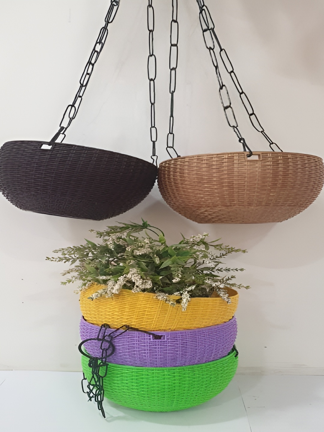 

AGAMI Viraj Green & Green 5 Pieces Textured Planters