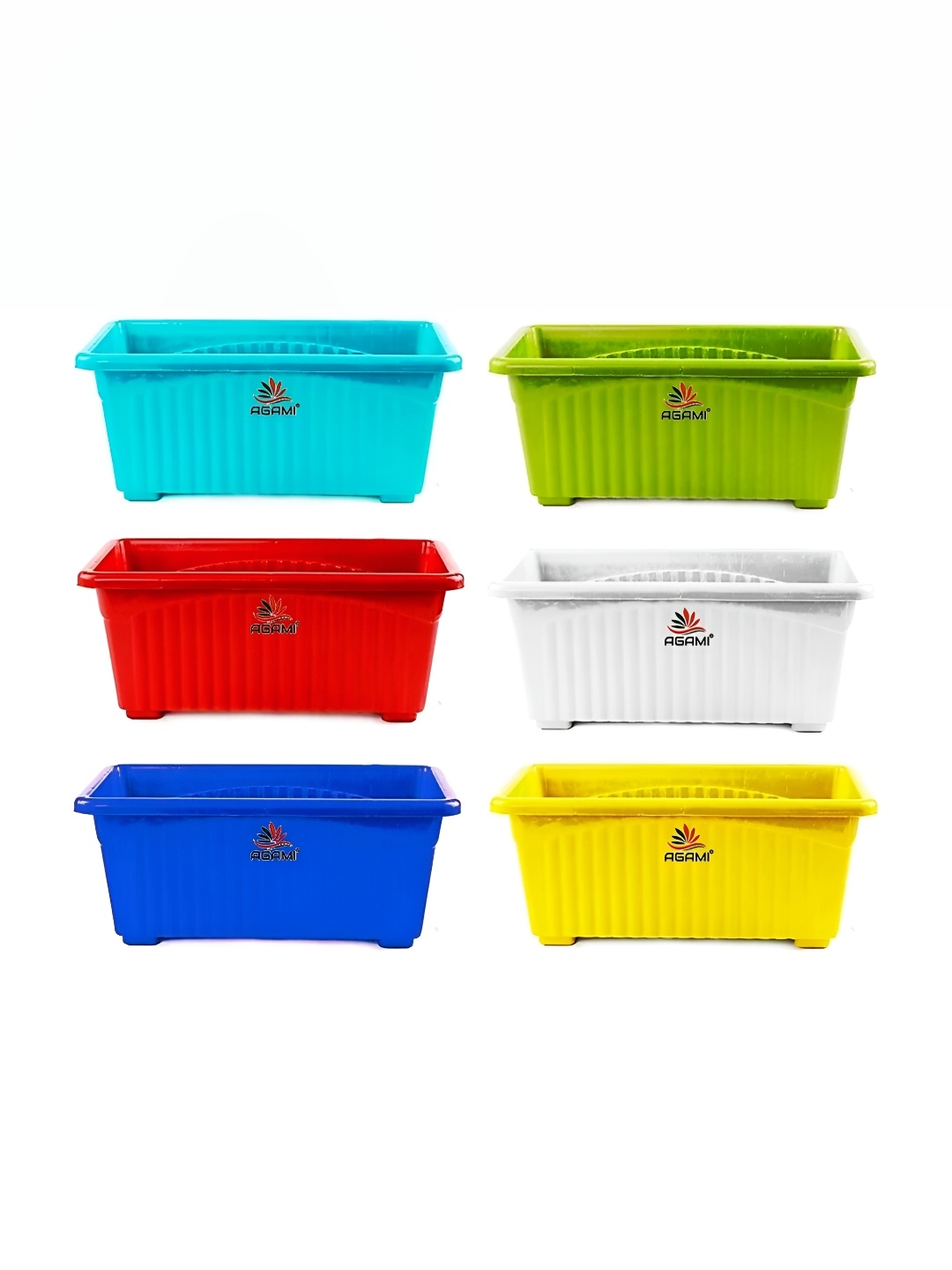 

AGAMI Red & White 6 Pieces Textured Planters Containers