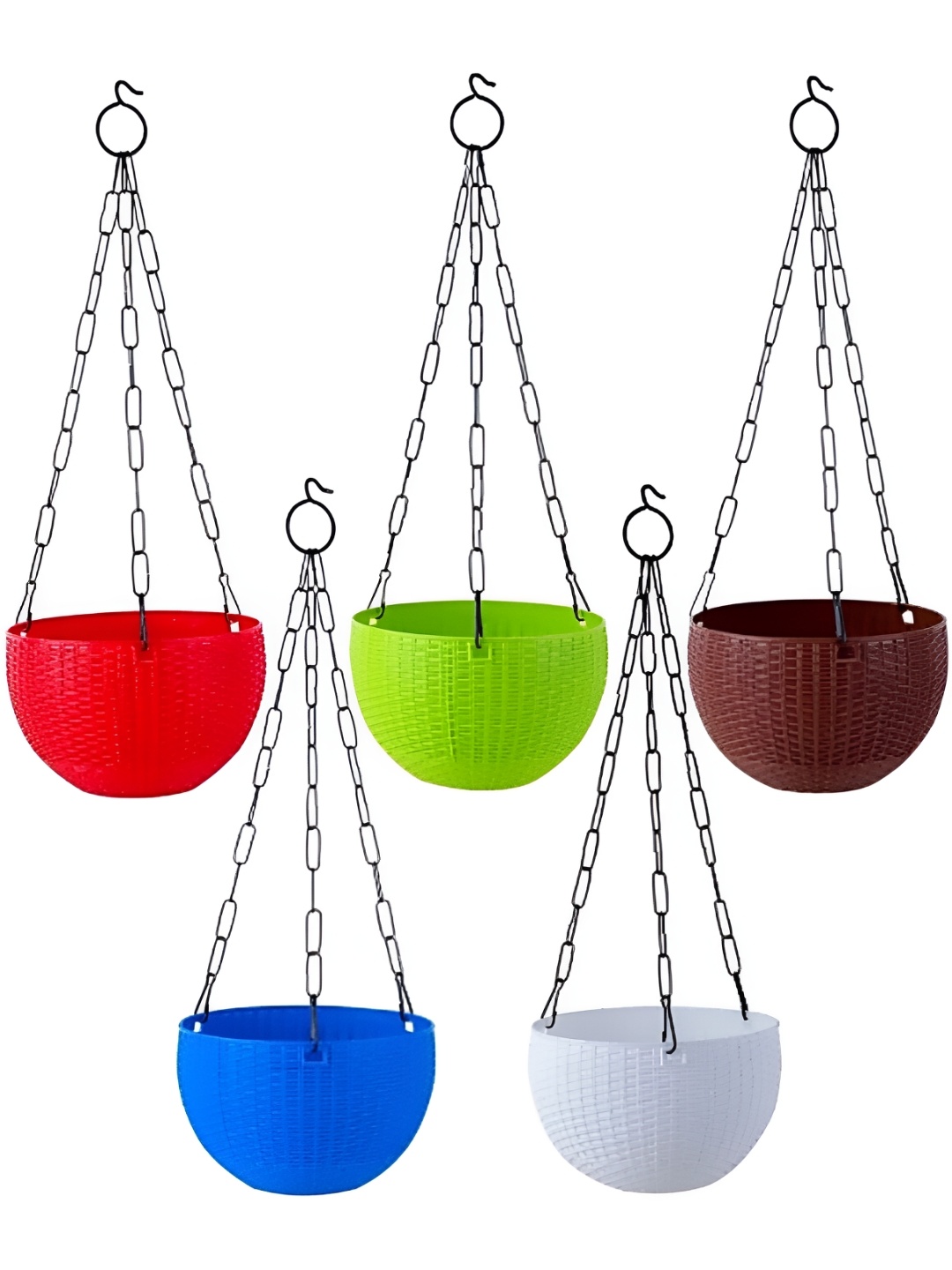 

AGAMI Red & Green 5Pcs Textured Basket Planters