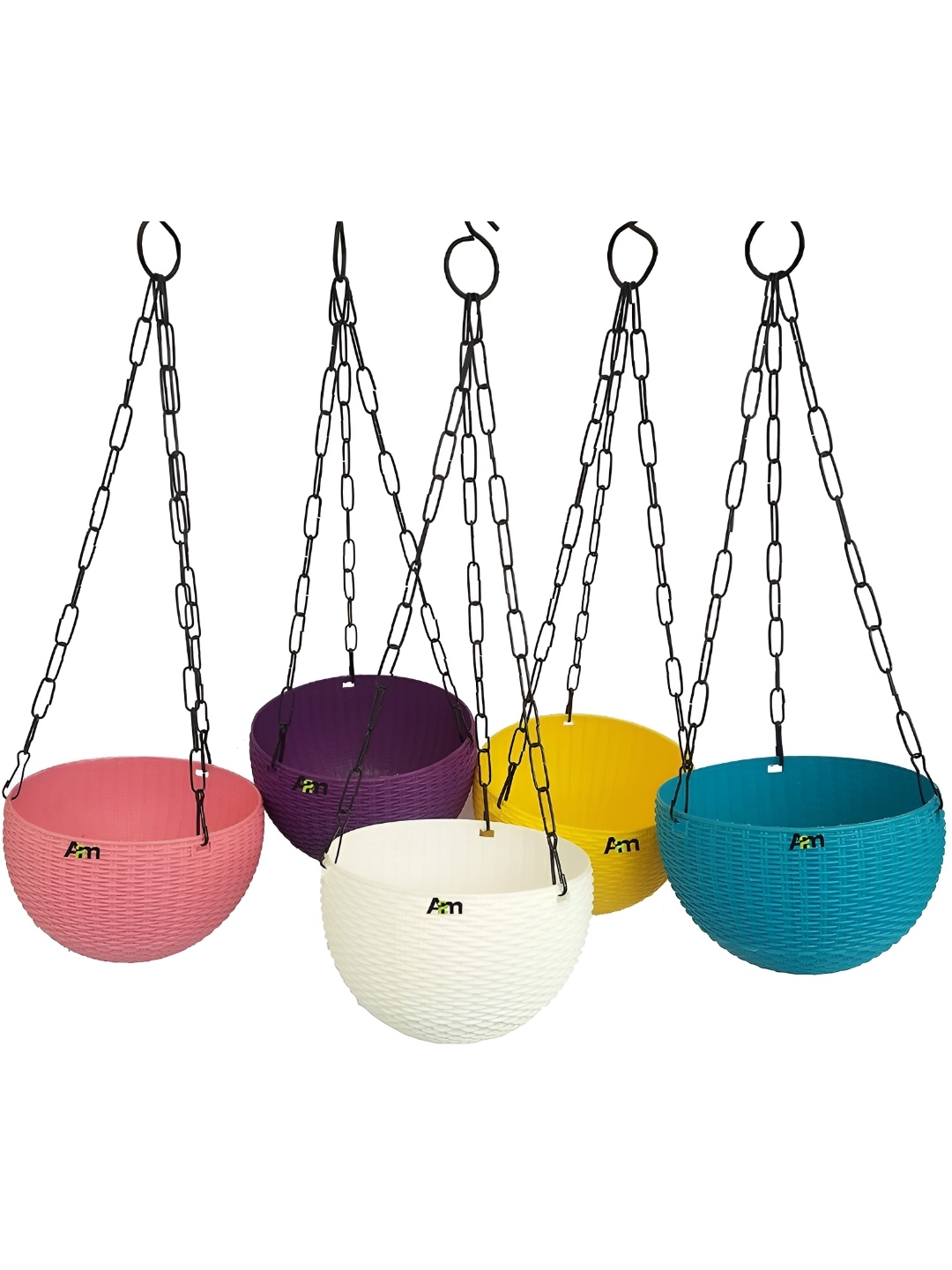 

AGAMI Blue & White 5Pcs Groot Woven Look Hanging Planters