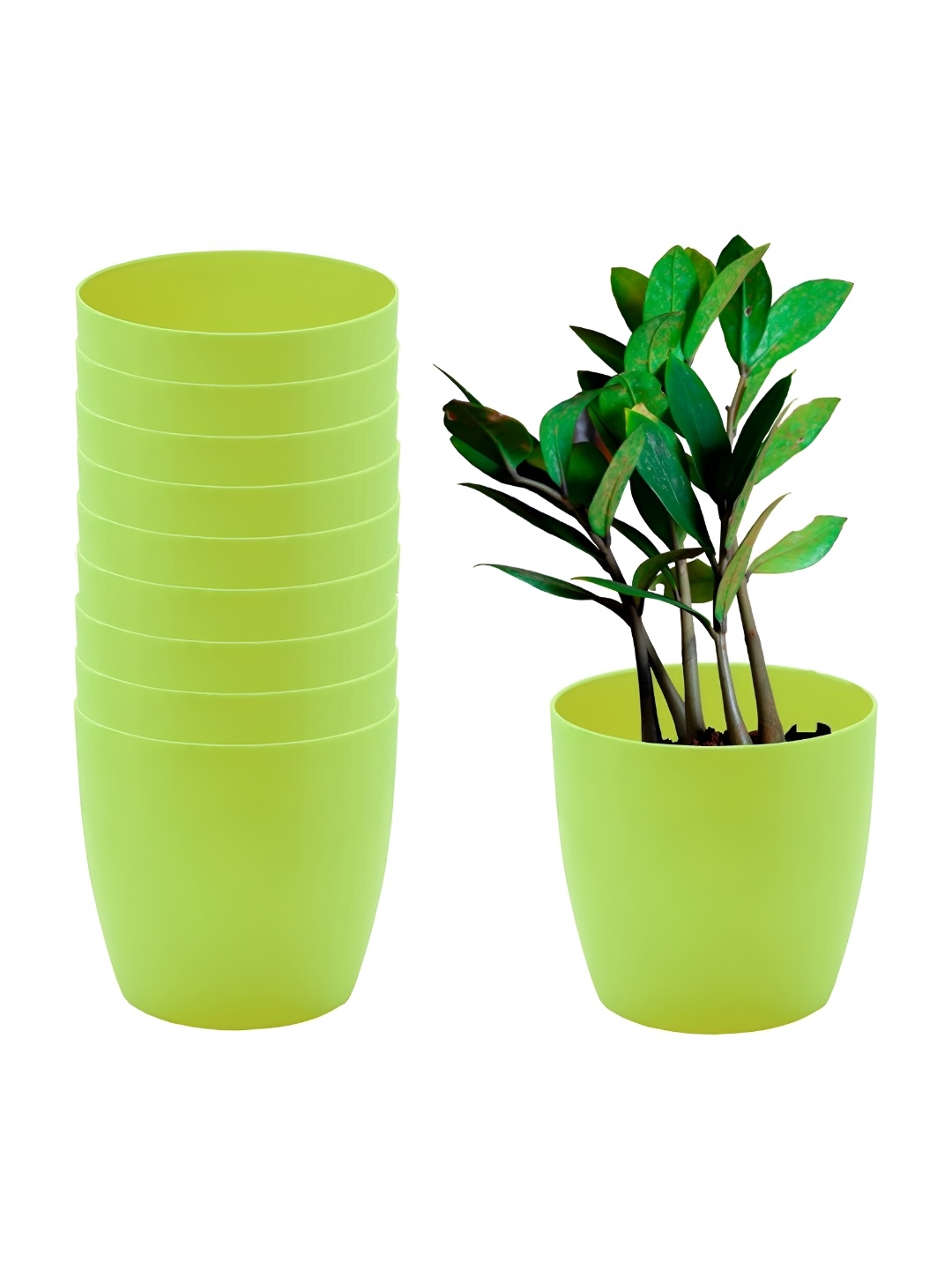 

AGAMI Green 10Pcs Round Shaped Planters