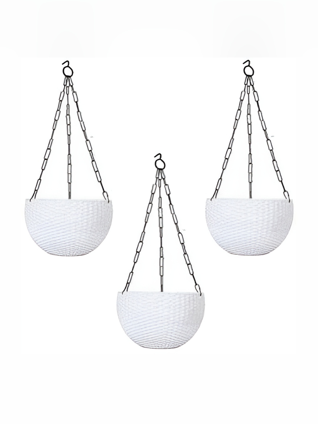

AGAMI Ramanuj White 3 Pieces Textured Euro Basket Planters