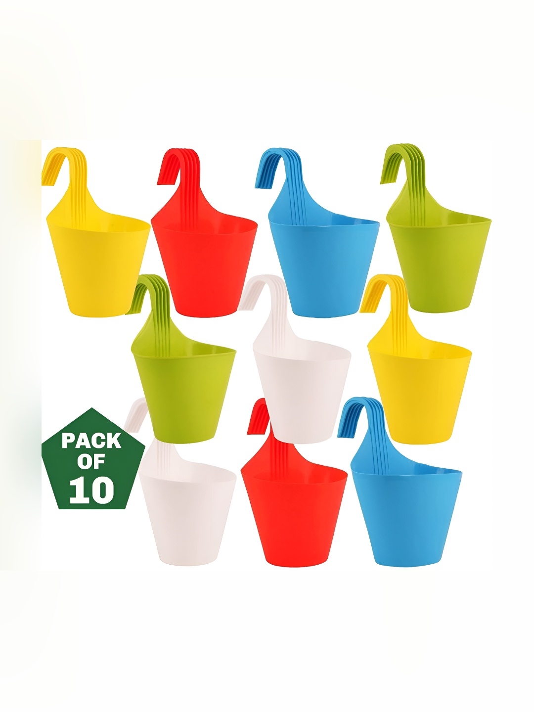 

AGAMI 10-Pcs Blue & Orange Coloured Hanging Planters, Yellow