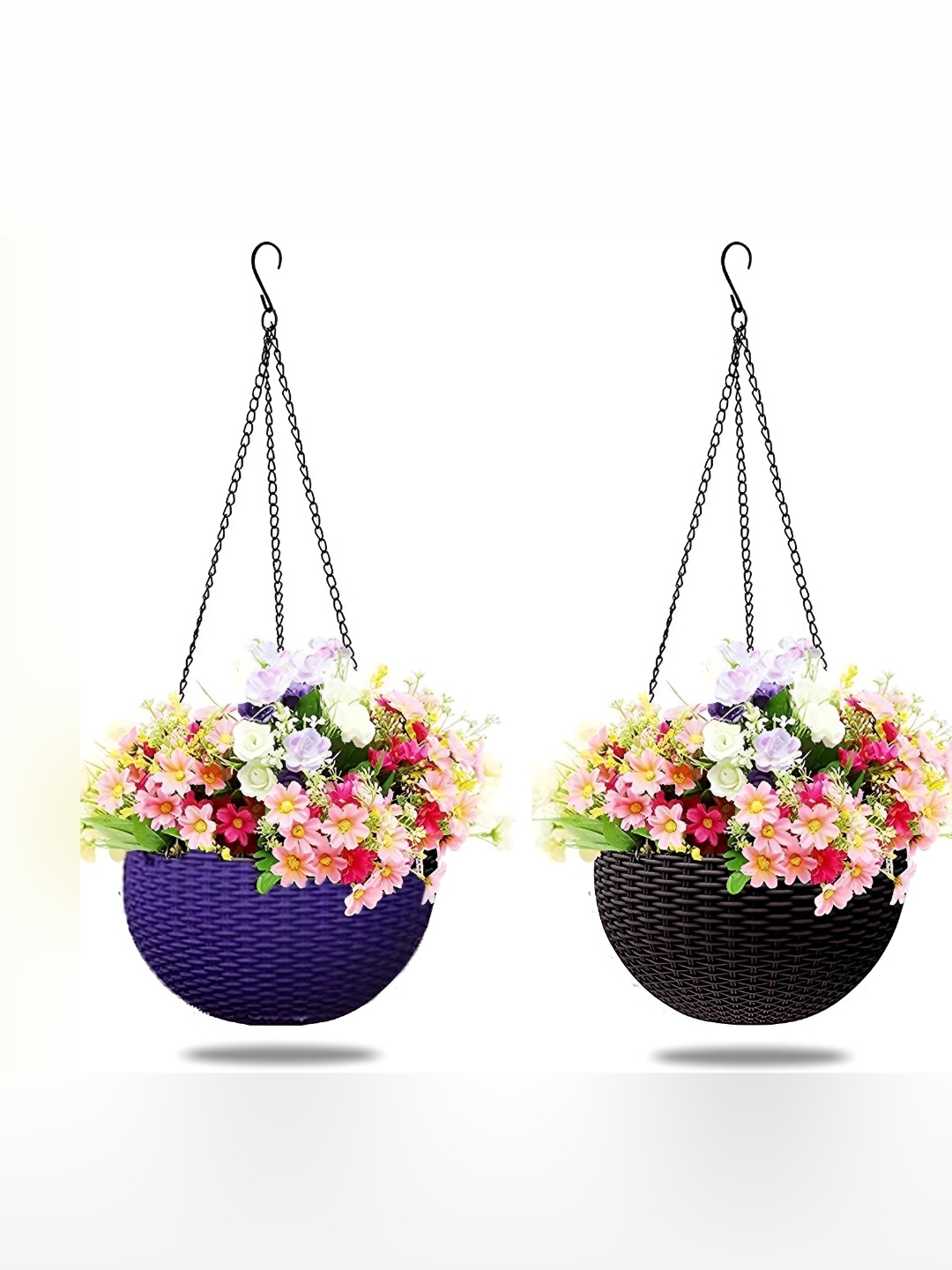 

AGAMI Black & Blue 2 Pcs Textured Basket Planters