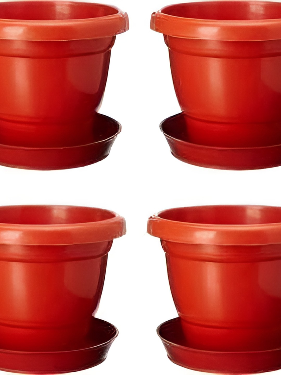 

AGAMI 4-Pcs Brown Flower Planters With Tray