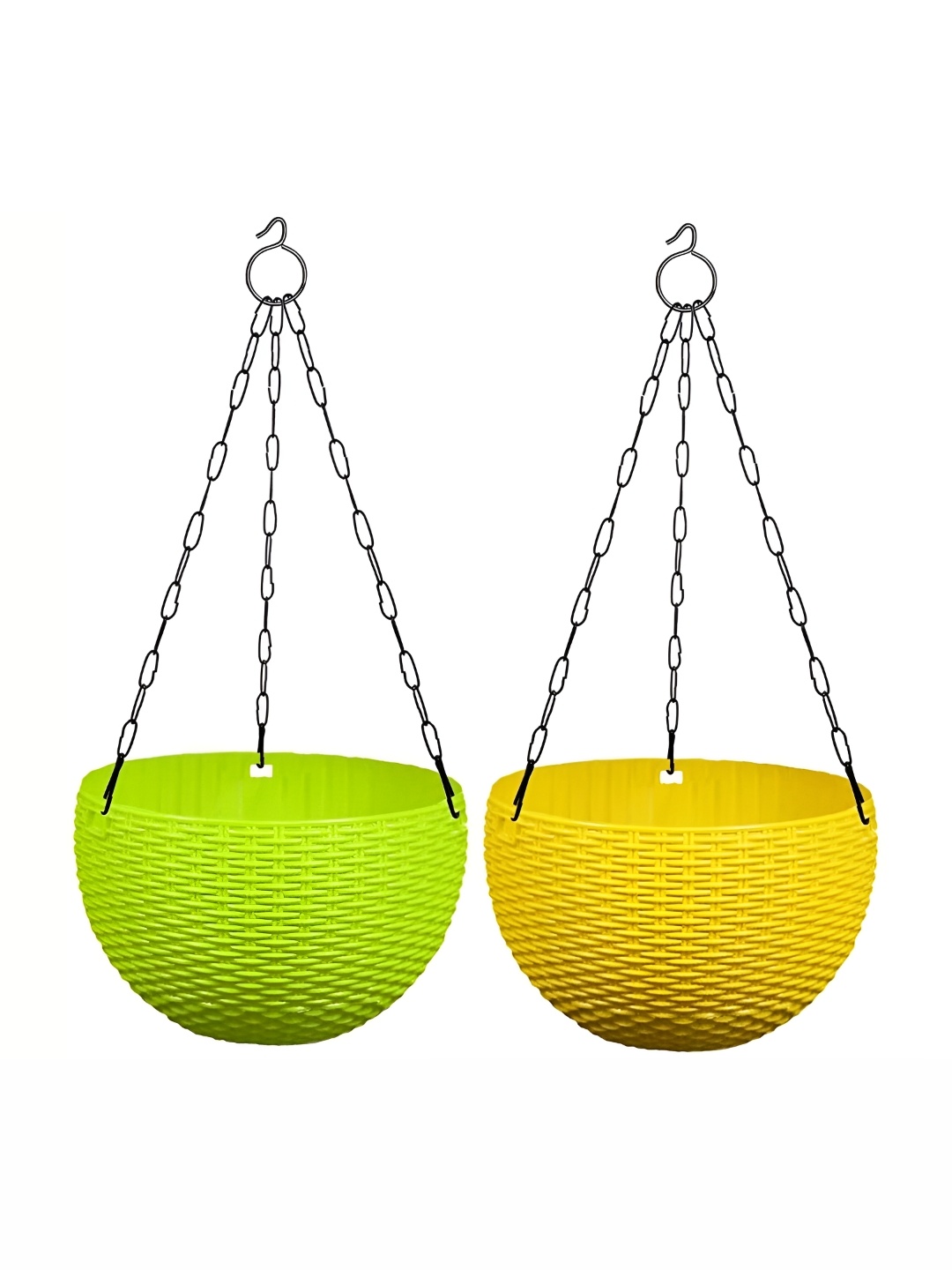 

AGAMI Wearknots Rattan Green & Yellow 2 Pieces Planters With Hangers