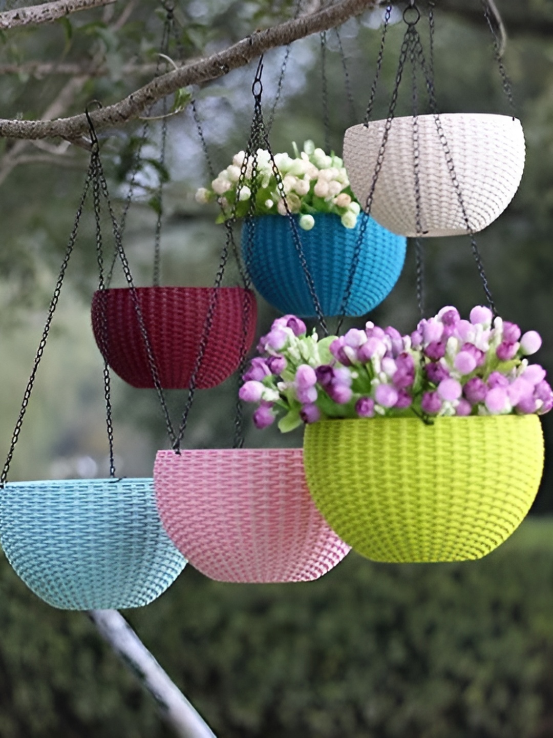 

AGAMI A To Z Sales Yellow & Pink 6 Pieces Planters With Hangers