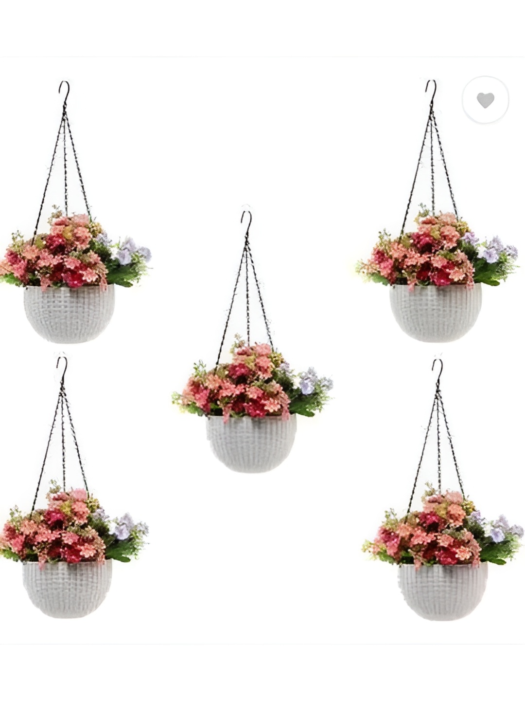 

AGAMI VirajSanchi 5-Pcs White Woven Design Hanging Planters