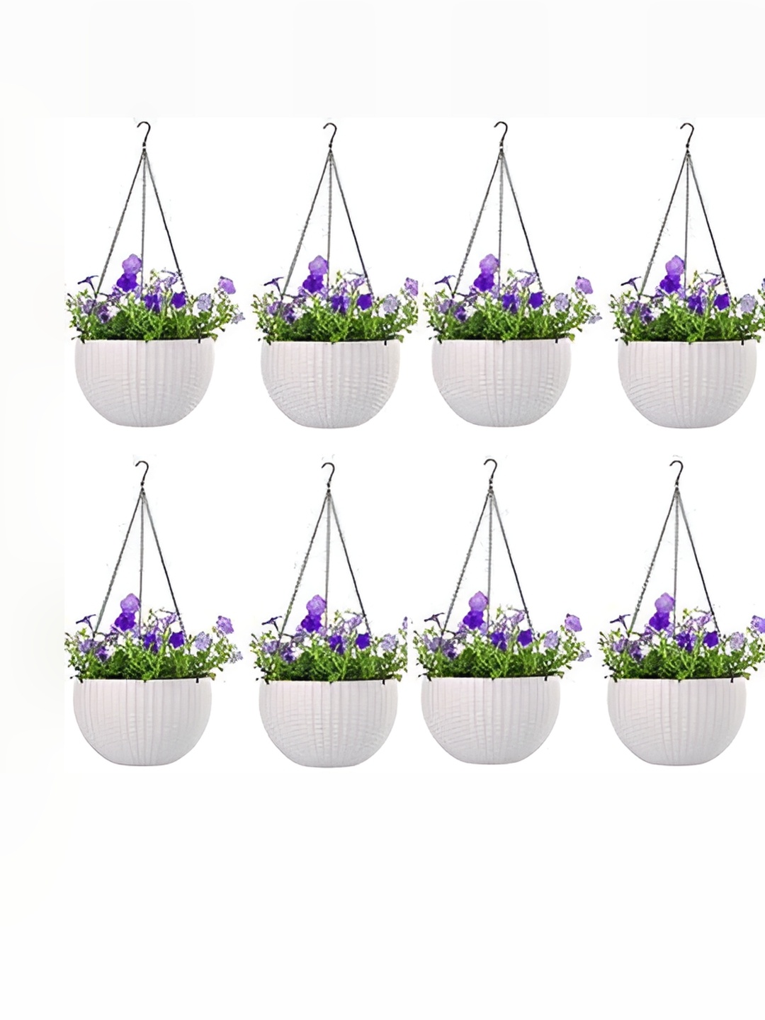 

AGAMI Ramanuj White 8 Pieces Planters With Hangers