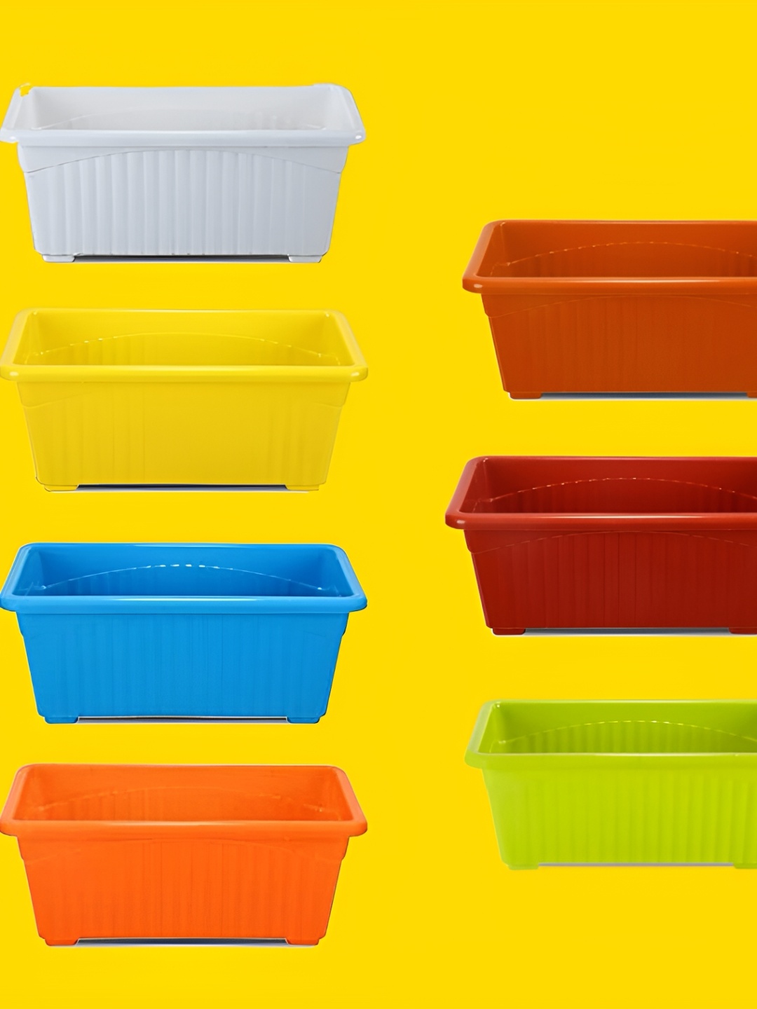 

AGAMI Nursery Hub White & Yellow 7 Pieces Planters