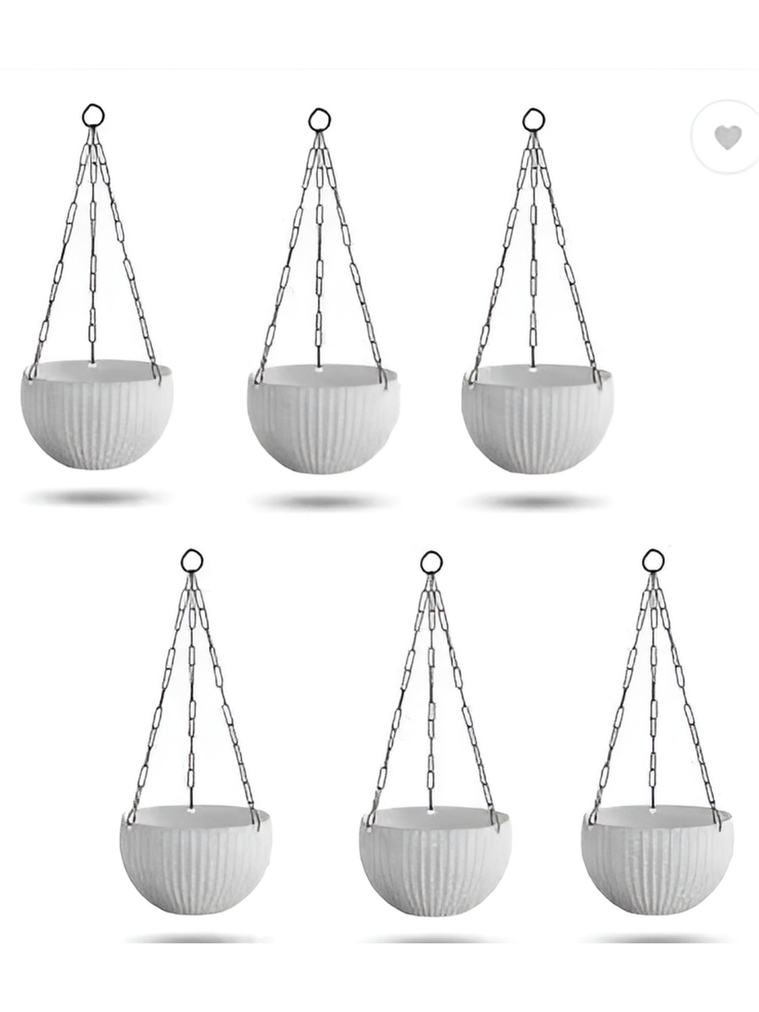 

AGAMI Virajsanchi 6 Pieces White Textured Hanging Planters