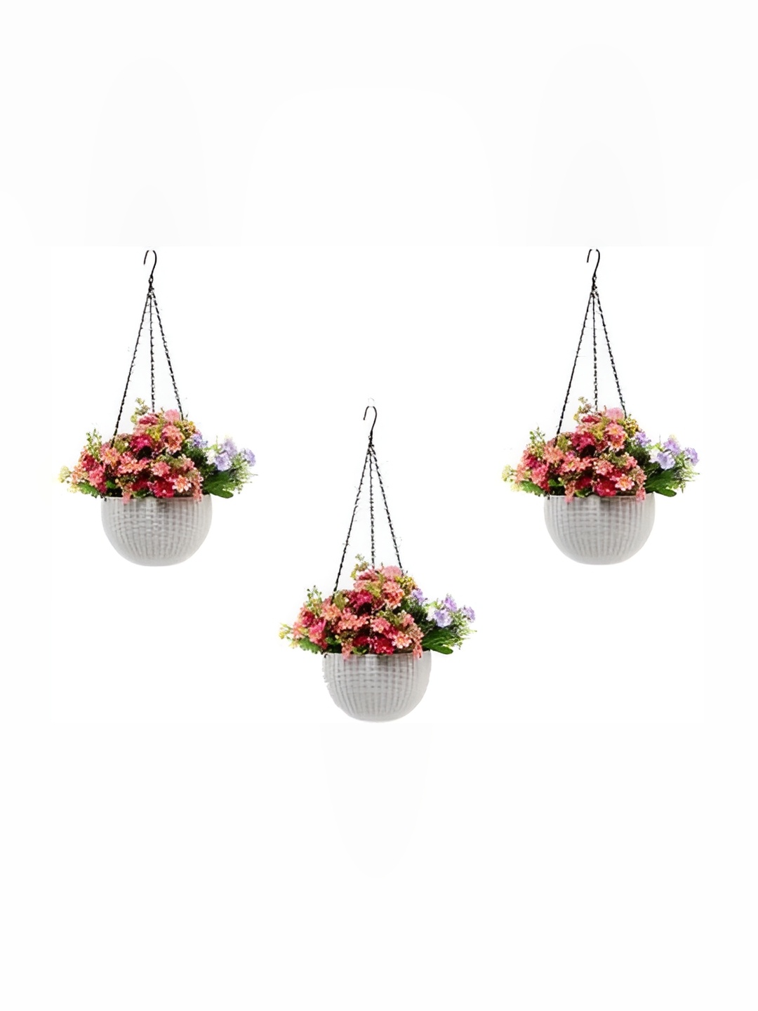 

AGAMI Ramanuj 3-Pcs White Hanging Flower Planters