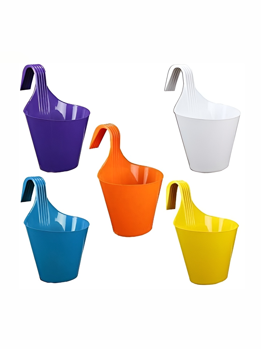 

AGAMI Ramanuj White & Yellow 5Pieces Hanging Hook Planters