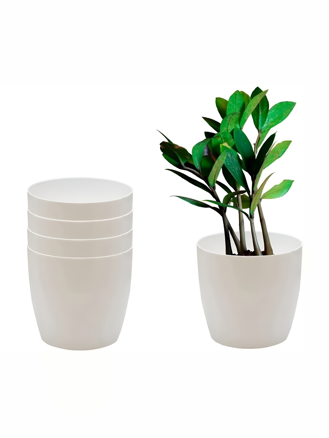 

AGAMI WZZA White 5 Pieces Textured Planters