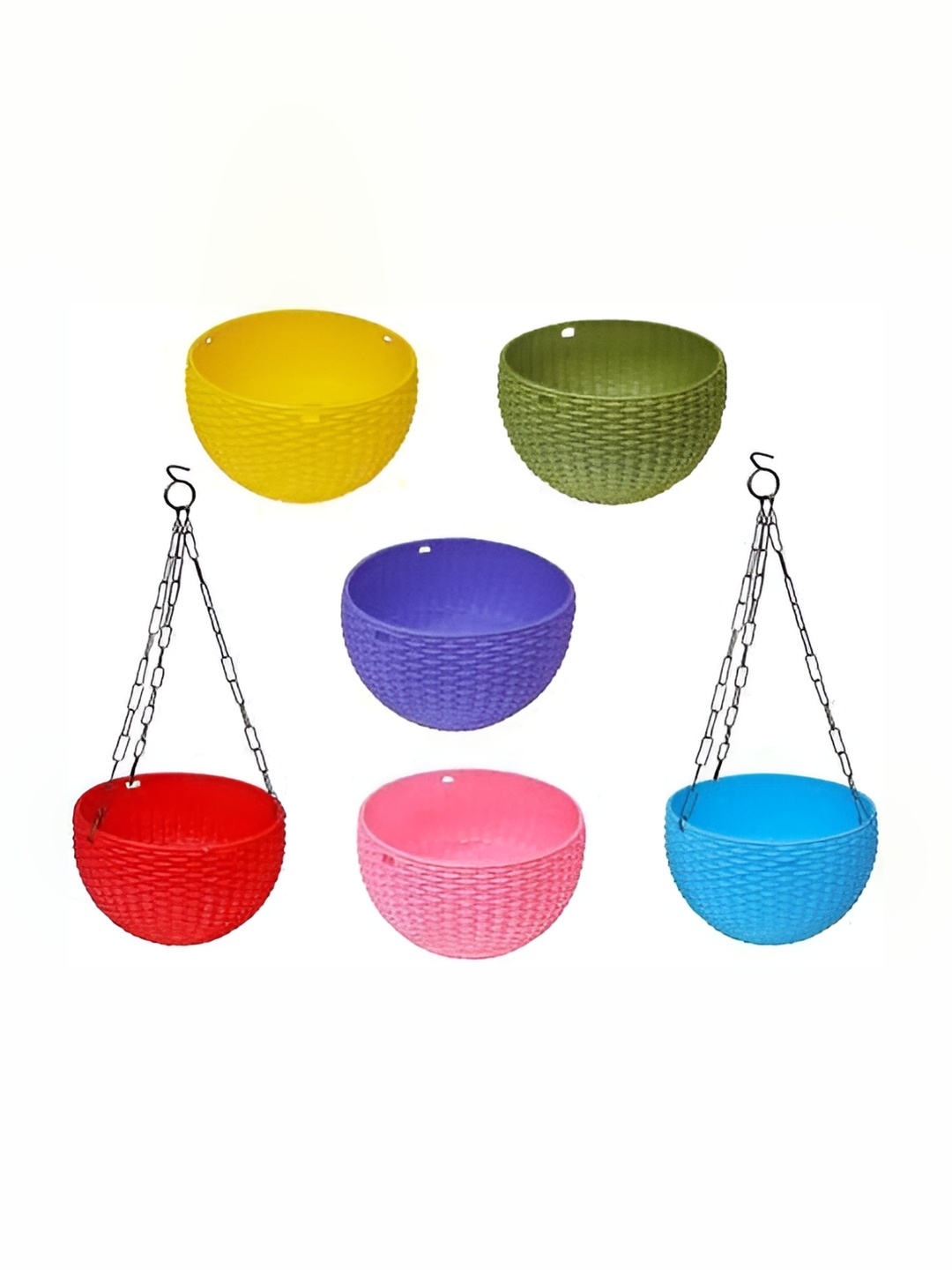 

AGAMI Ramanuj 5-Pcs Red & Pink Textured Hanging Planters