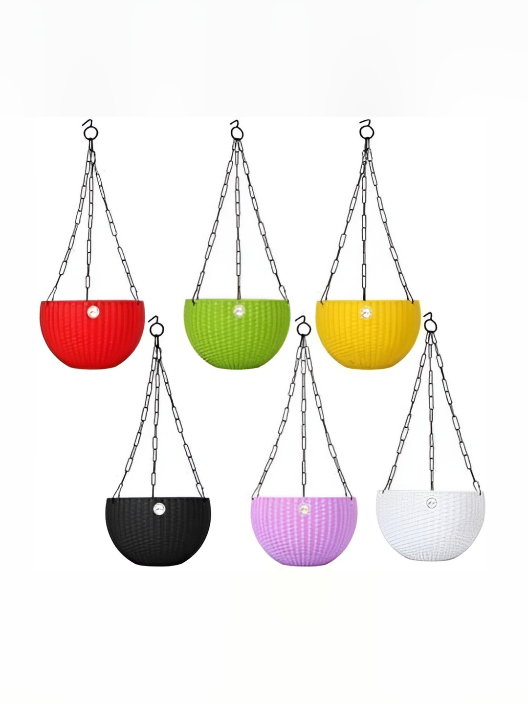 

AGAMI Morningvale Green & Yellow 6 Pieces Textured Hanging Planters