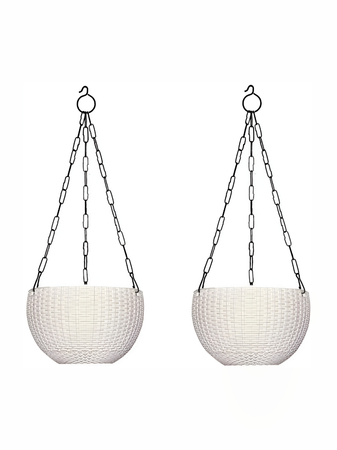 

AGAMI Funtastik White 2 Pieces Textured Basket Planters