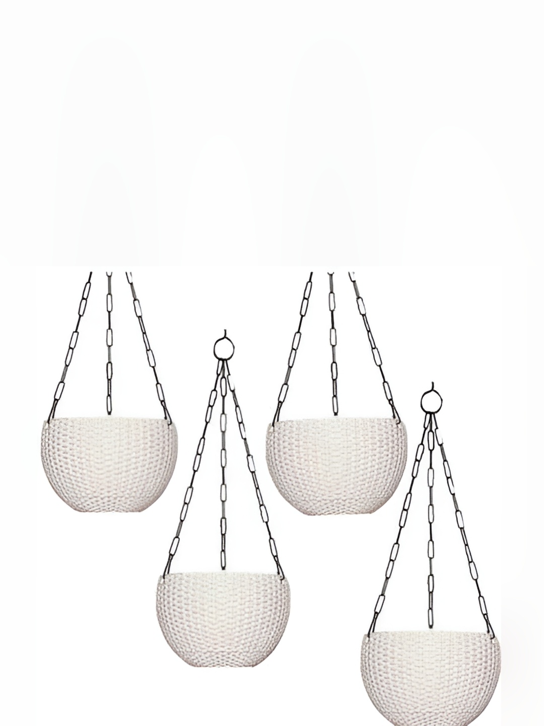 

AGAMI Ramanuj White 4 Pieces Textured Basket Planters