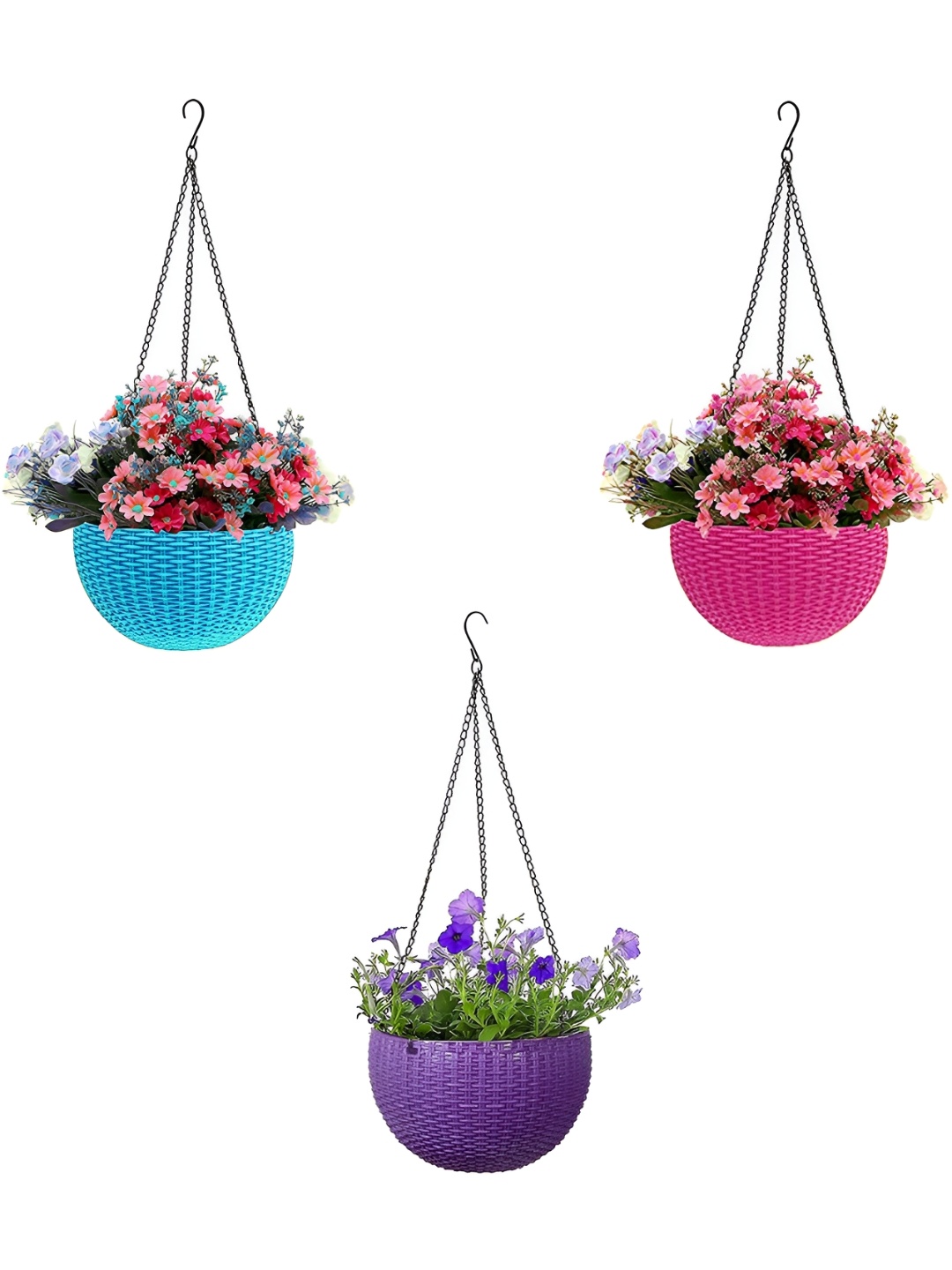 

AGAMI Dreamish Pink & Purple 3 Pieces Textured Basket Planters