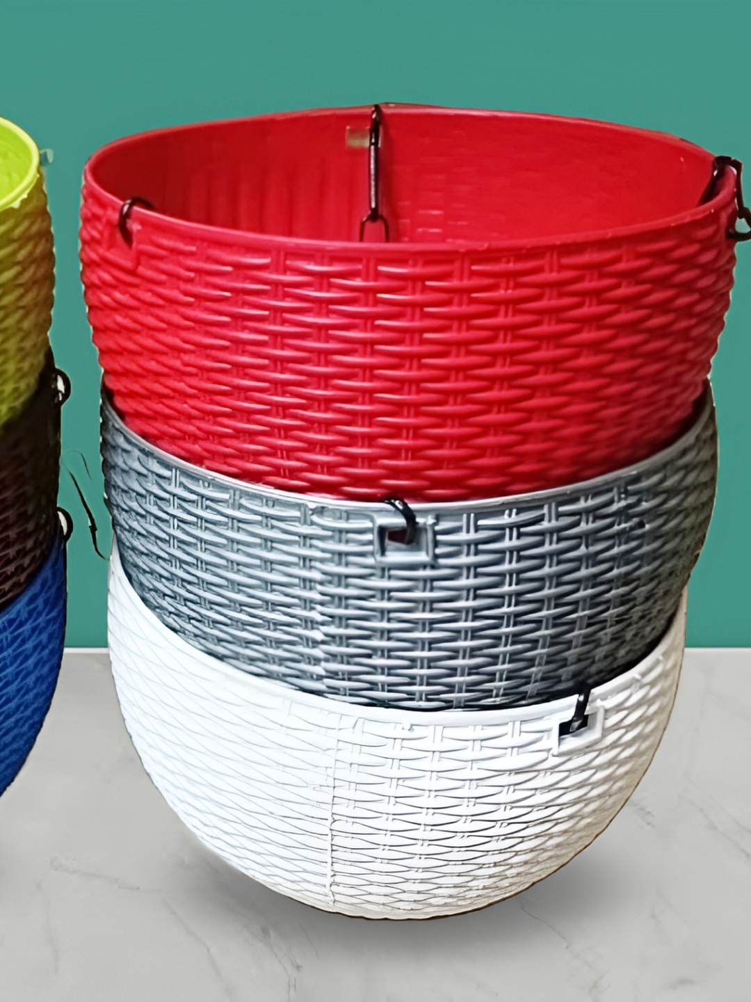 

AGAMI TFH Blue & Green 6 Pieces Textured Basket Planters