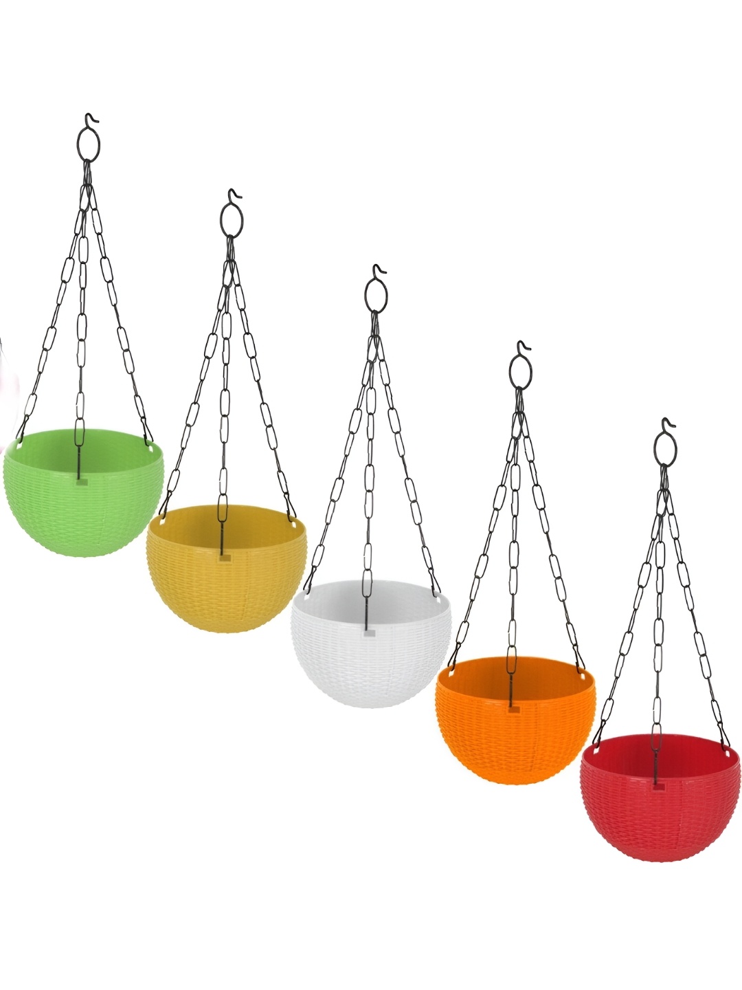 

AGAMI 5-Pcs Yellow & Green Hanging Planters With Chain