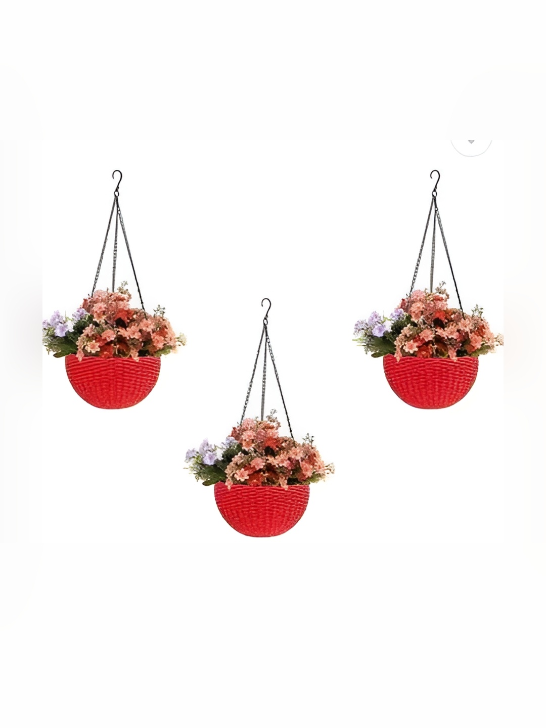 

AGAMI Red 3Pcs Textured Virajsanchi Hanging Planters