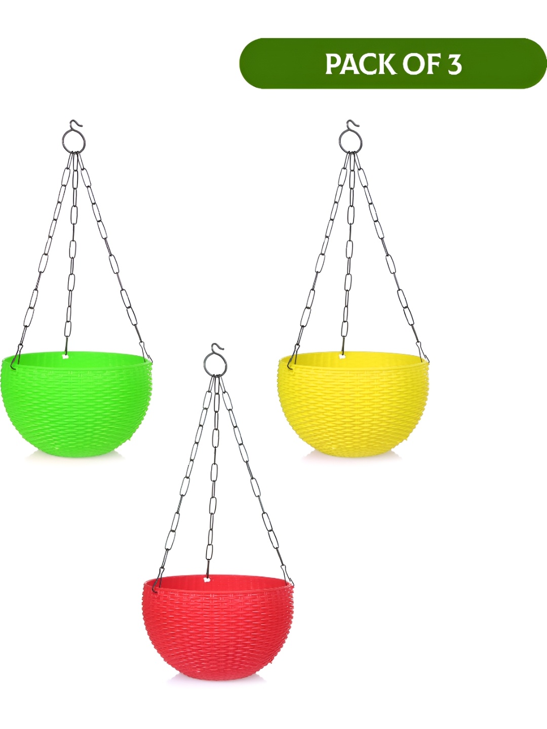 

AGAMI Green & Red 3Pcs Textured La Monarca Hanging Planters