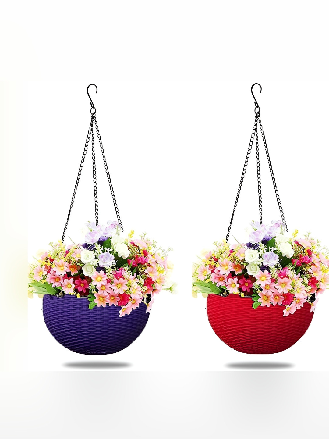 

AGAMI Blue & Red 2Pcs Textured Imaginea Hanging Planters