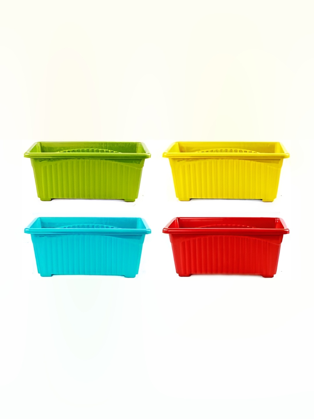 

AGAMI Ramanuj Red & Blue 4 Pieces Textured Planters