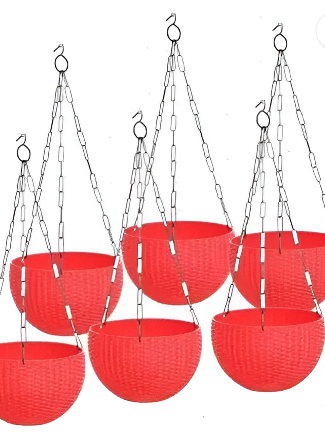 

AGAMI 6-Pcs Red Woven Design Hanging Planters