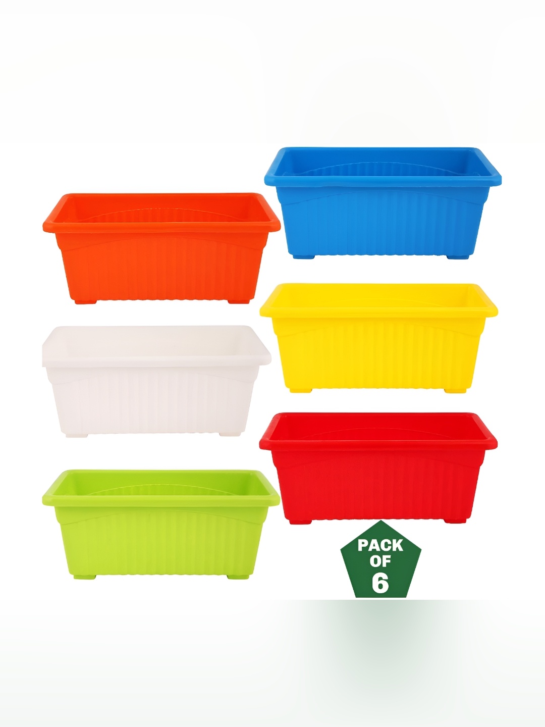 

AGAMI Nursery Hub 6-Pcs Green & Red Rectangular Planters, Blue
