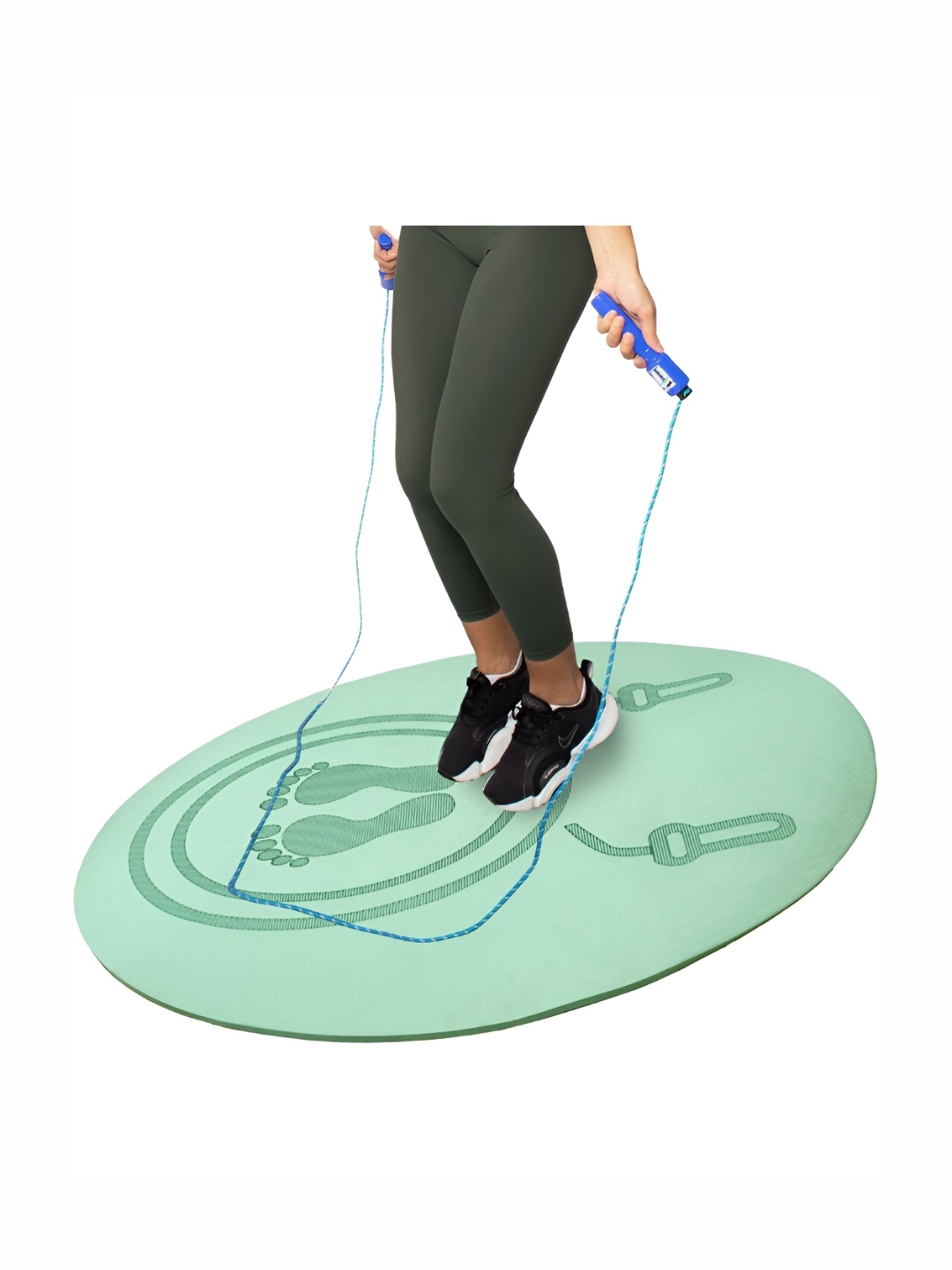 

Cortina Green Round Durable Skipping Mat