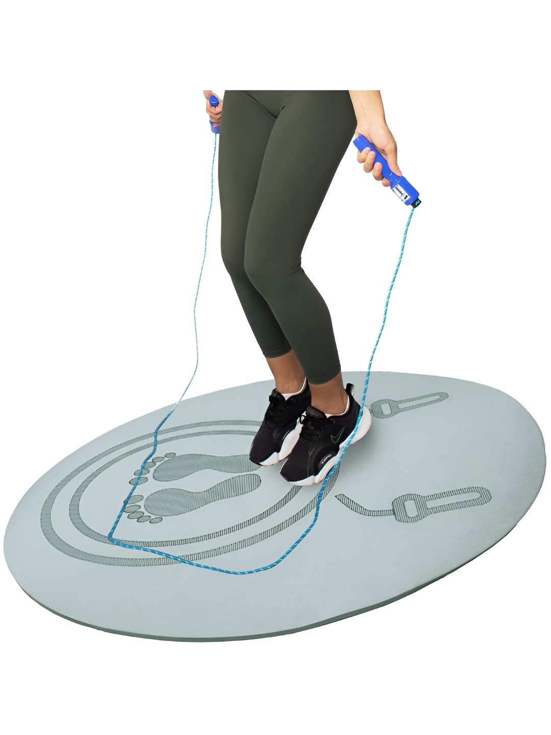 

Cortina Blue Round Durable Skipping Mat