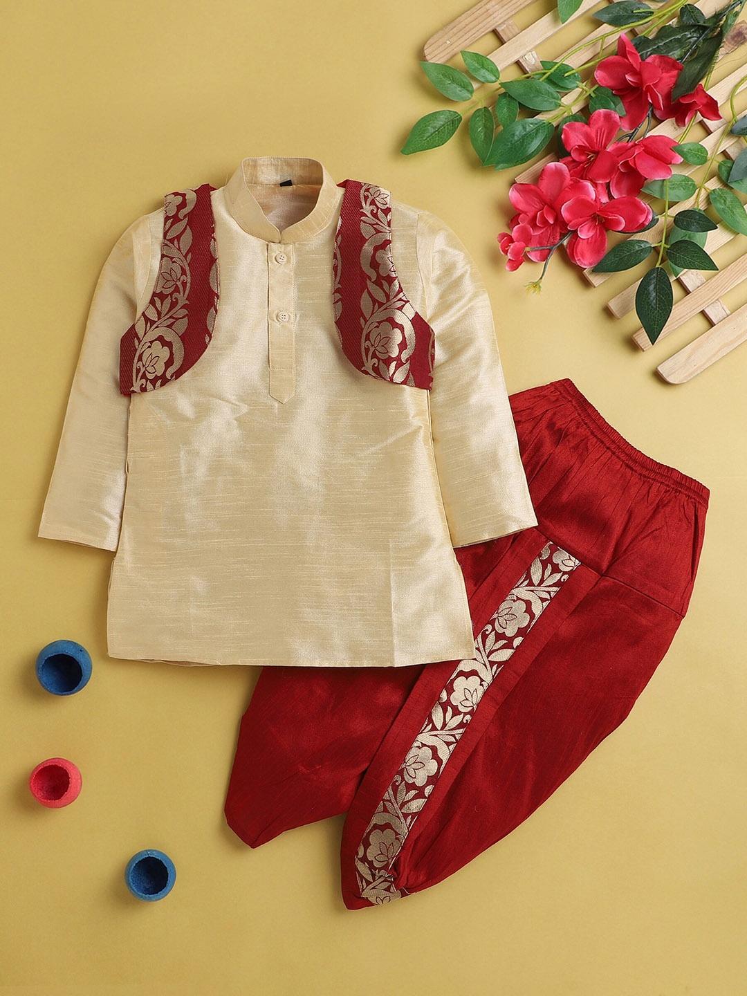 

BAESD Boys Regular Kurta with Dhoti Pants, Cream