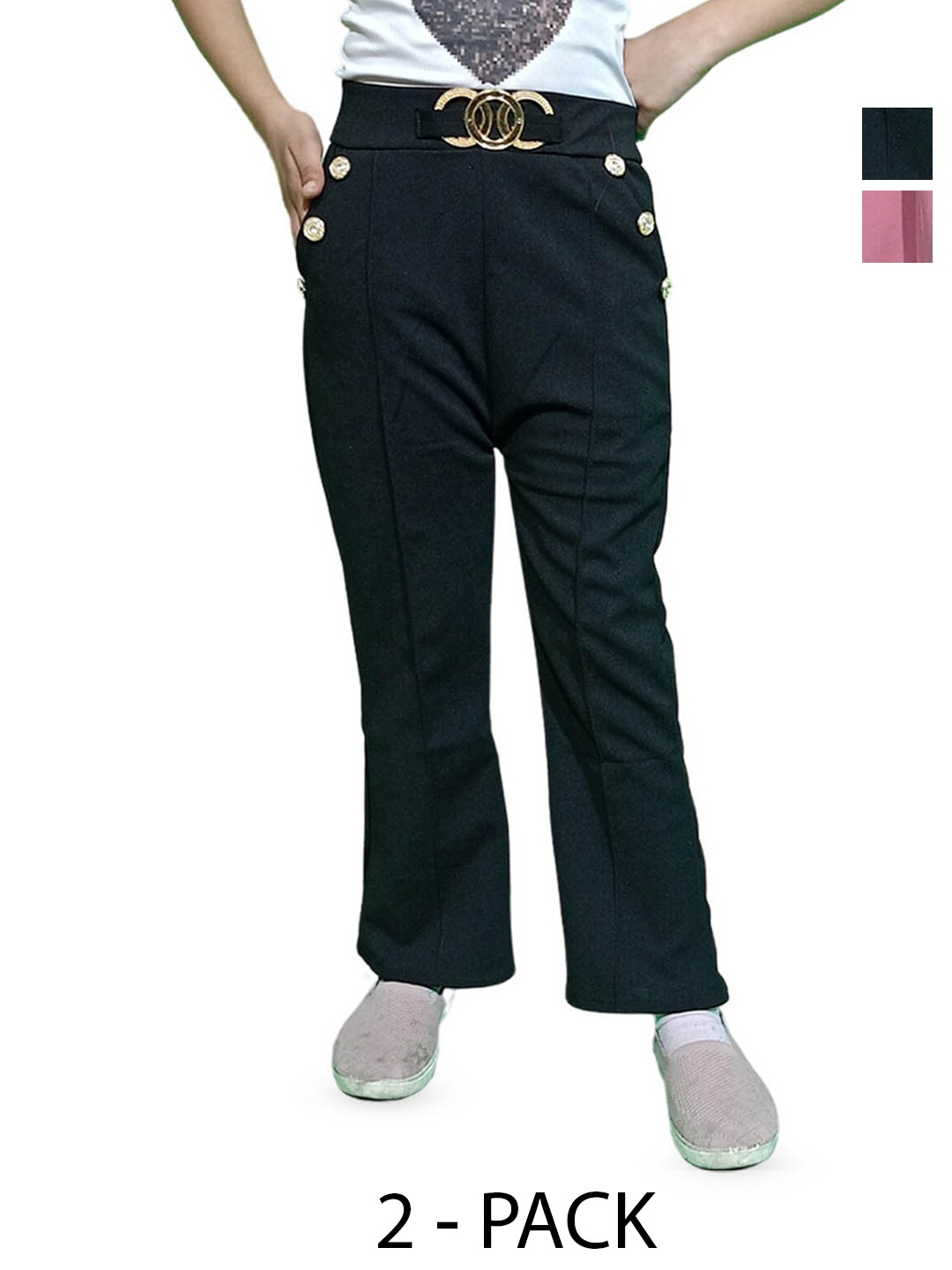 

BAESD Girls Set Of 2 Mid-Rise Trousers, Pink