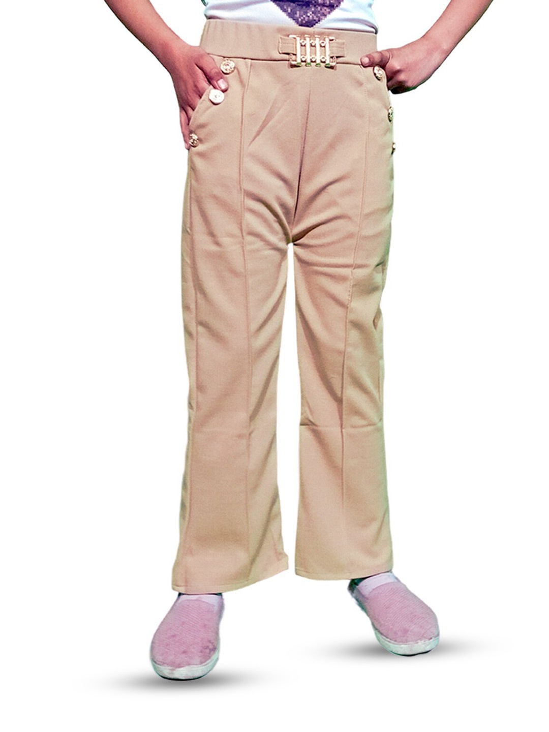 

BAESD Girls Pin Tuck Detail Regular Fit Track Pants, Beige